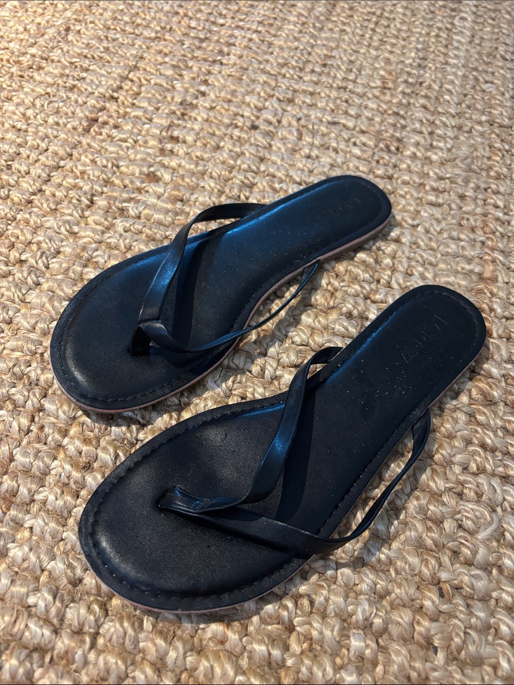 J. Crew Black Slim Strap Flip Flop Sandals